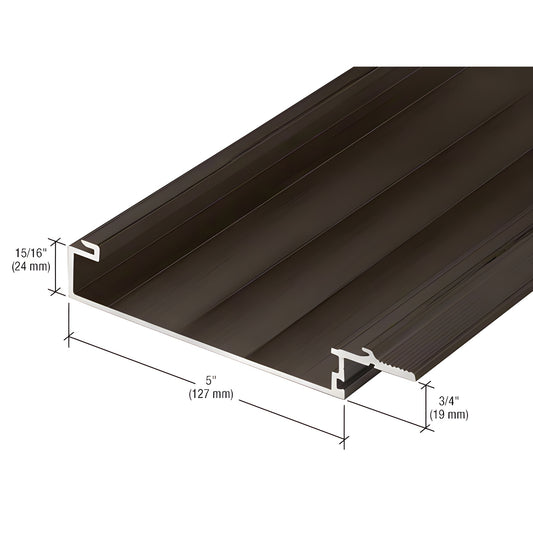 CW25022 black bronze anodized 6063 T6 aluminum curtain wall extrusion, 5-inch wide, 15/16 inch and 3/4 inch profile dimension