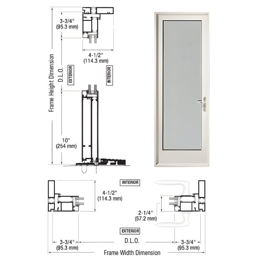 White outswing single patio door with large glass, 1" IG, thermally broken frame and low-profile threshold - SKU PA91552R0