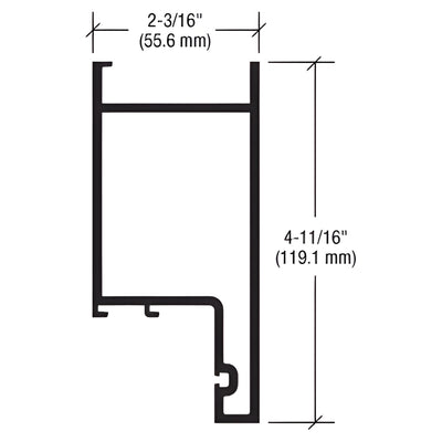 CRL-U.S. Aluminum 4-11/16in Class 1 Anodized Glass Top Rail, Dark Bronze/Black, 21ft