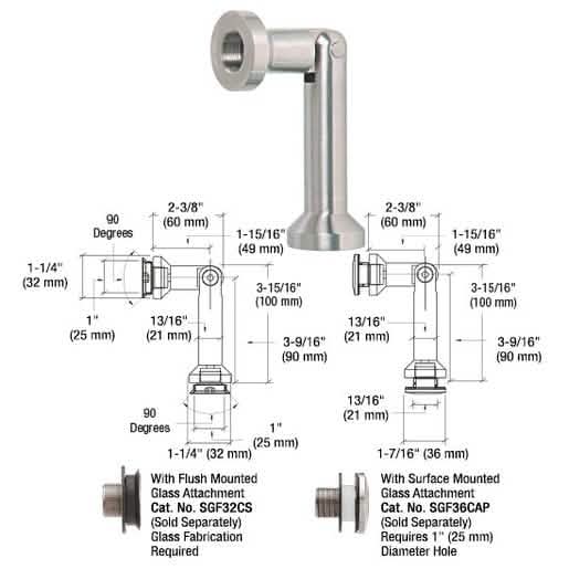 CRL 316 Brushed Stainless Glass Swivel Fitting for seamless glass-to-glass connection.