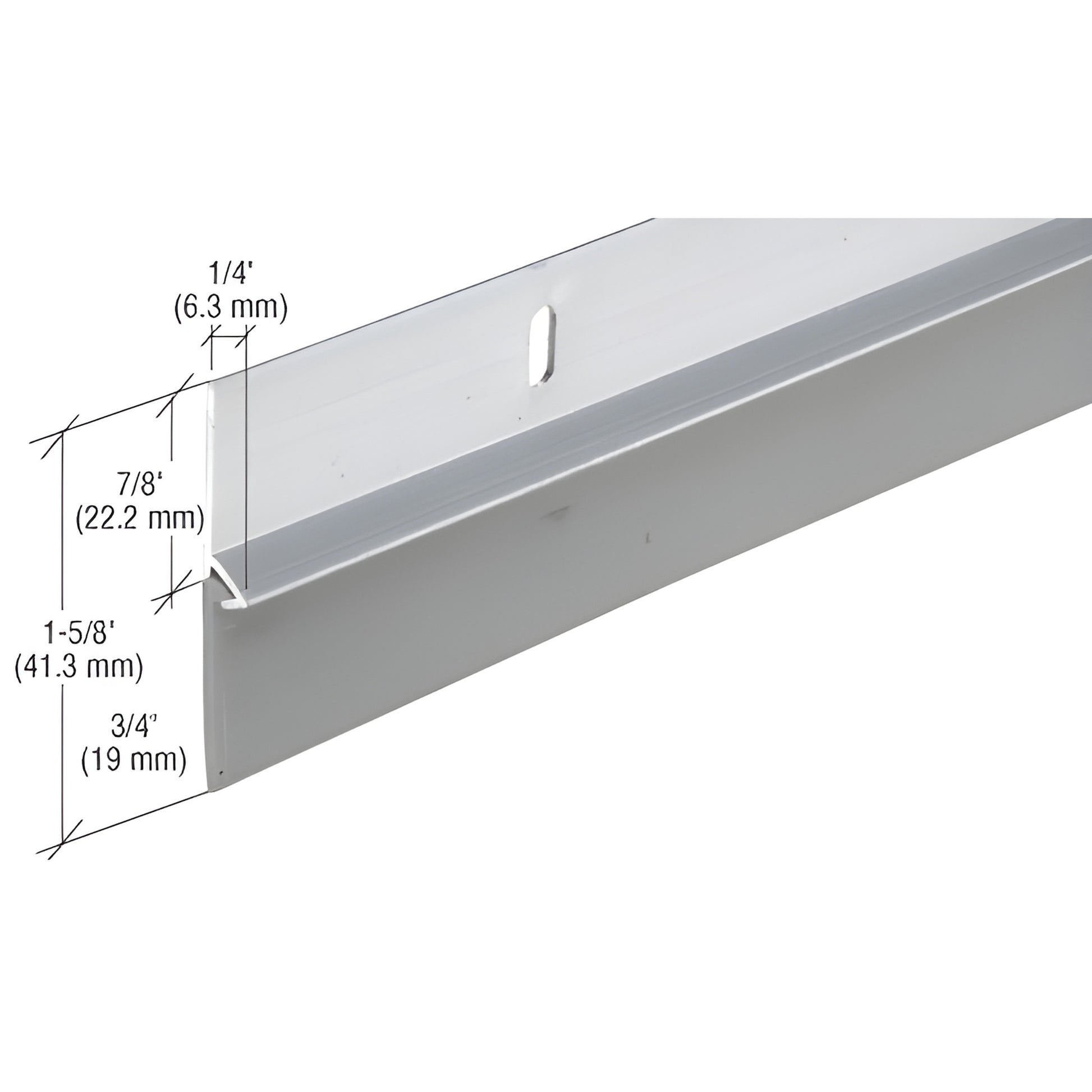 Aluminum 36" door sweep (SKU DS37A), 1-5/8" tall with locked-in vinyl seal, silver finish.