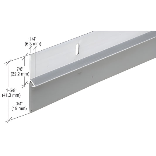 Aluminum 36" door sweep (SKU DS37A), 1-5/8" tall with locked-in vinyl seal, silver finish.
