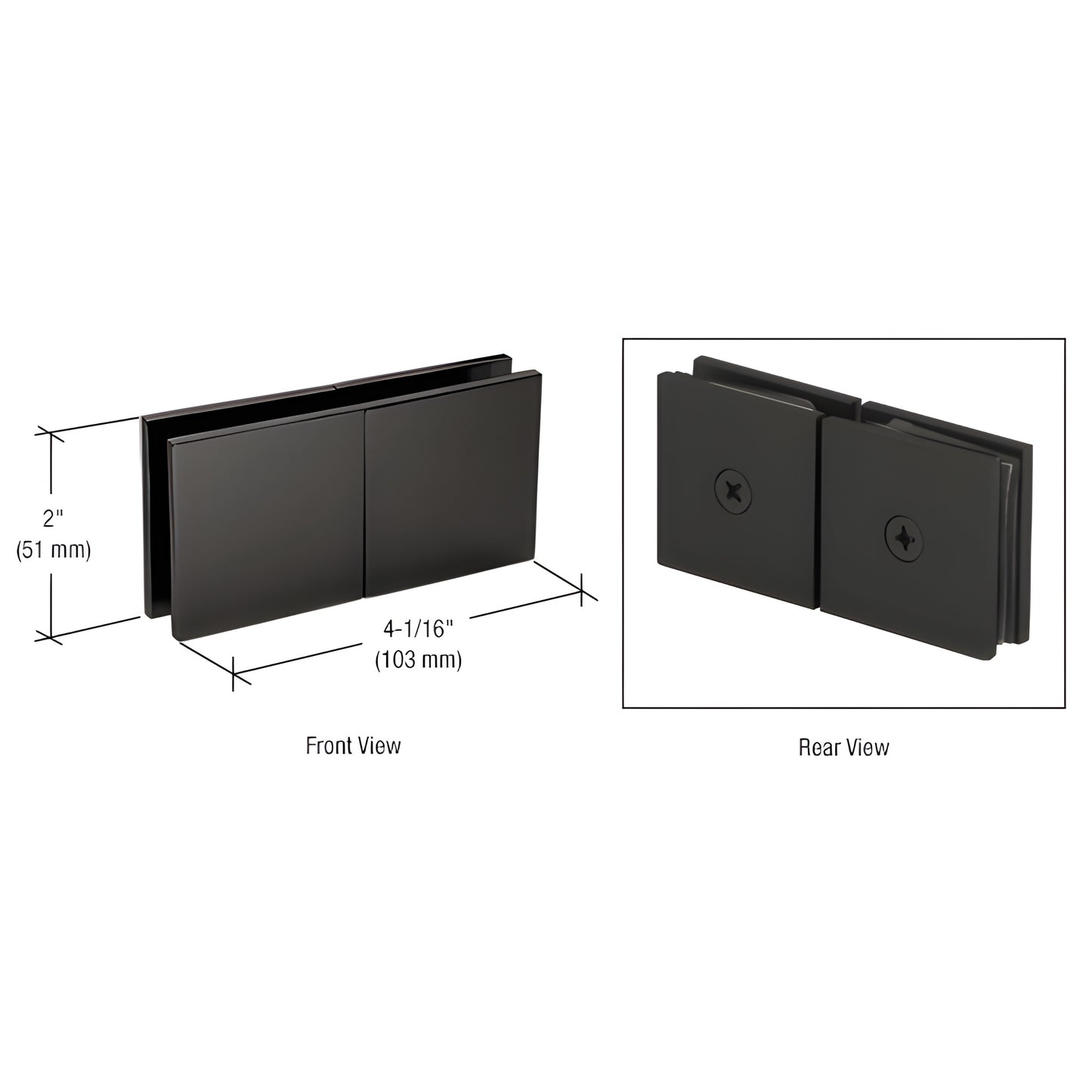 SGC188MBL matte-black solid brass 180 glass-to-glass movable transom clamp, 4-1/16" 2", for 3/8-1/2" glass