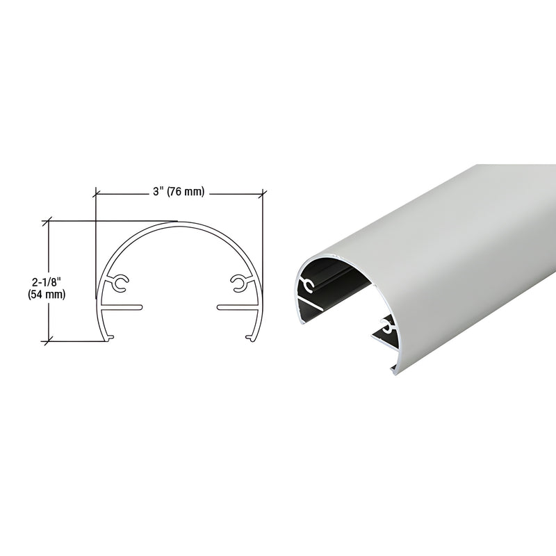 Aluminum top rail SKU 3XTR241C, 3 in 2-1/8 in profile, 20'-1" stock length for glass or picket railing