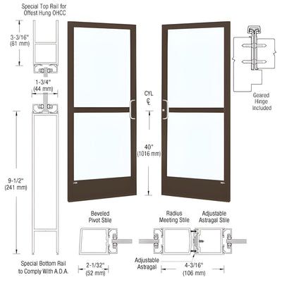 CRL-U.S. Aluminum 72x84 Bronze Anodized Entrance Door S250 Gear Hinge