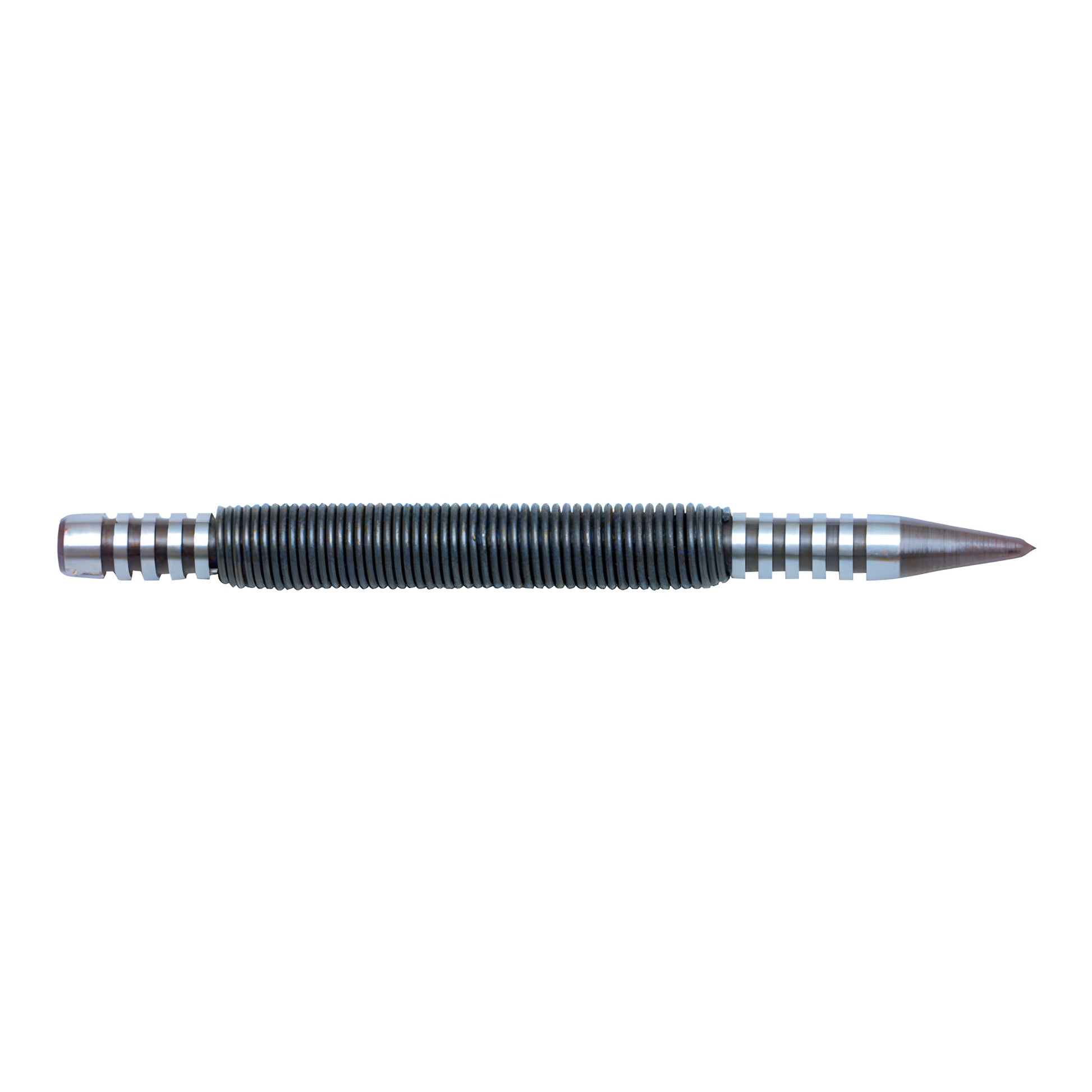 Noxon N0X1 hardened steel no-hammer center punch with ribbed grip and pointed tip.