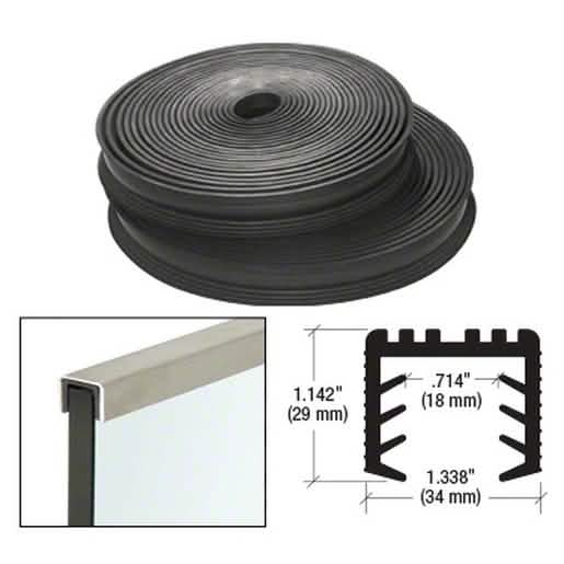CRL Black Rubber Cap Rail Insert for 21.52mm Glass, 100' - Durable and Flexible Solution