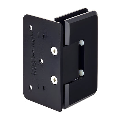 Matte black brass Cologne shower door hinge for 3/8-1/2 tempered glass, wall-mount offset - SKU C0L044MBL