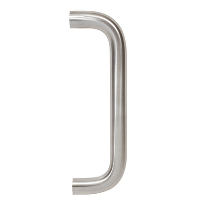 Brushed stainless steel 1" diameter single-sided pull handle, 10" c-c, includes thru-bolts (SKU M1651032D)