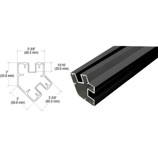 SP548BL matte black aluminum windscreen post, rectangular profile 2 in 2-3/8 in, 48 in length