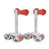 Pair of CRL Carrymate non-slip aluminum panel grips with red cushioned handles and brown rubber clamp pads