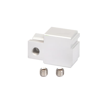 Satin anodized CRL Fallbrook XL NY filler block (SKU FXNYBSA) with two set screws.