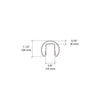 GR15PB polished brass round cap rail, 1-1/2 in dia, bump-formed top rail with internal channel, 120 in length
