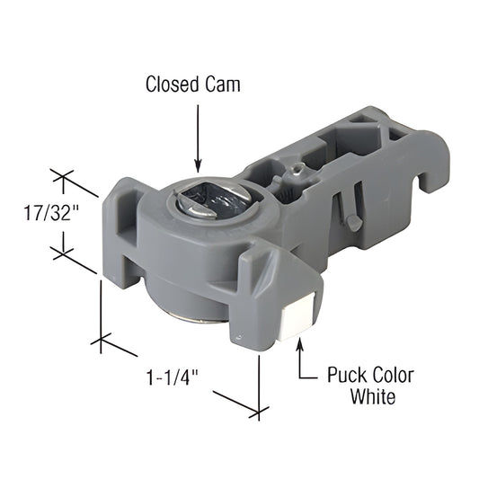 FS266 gray 1-1/4 pivot lock shoe with closed cam and white puck, 17/32 high - replacement for 716 Series balances.