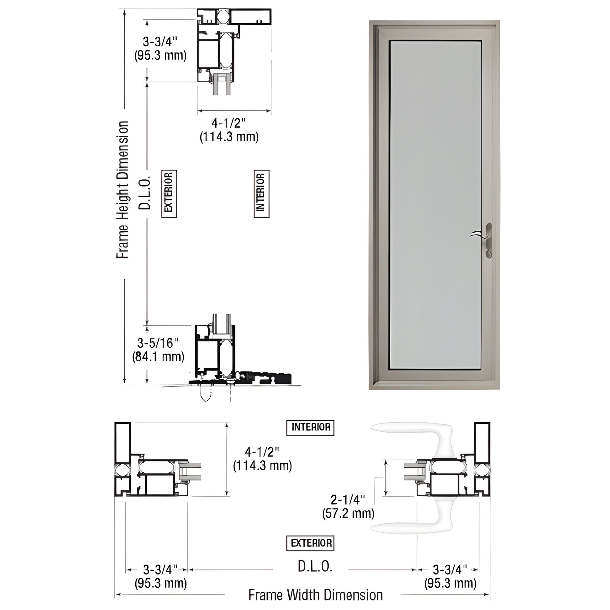 CRL Series 925 patio entrance door, clear anodized, thermally broken 1" x 4-1/2" frame, five-point lock, SKU PL91211R0