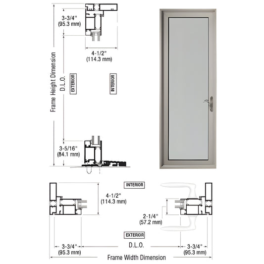 CRL Series 925 patio entrance door, clear anodized, thermally broken 1" x 4-1/2" frame, five-point lock, SKU PL91211R0