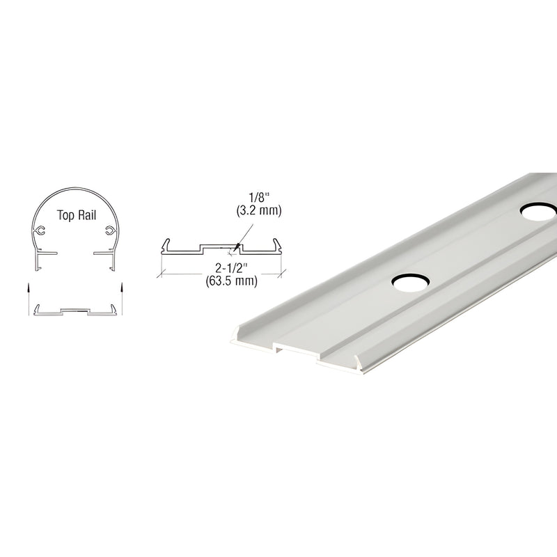 Sky White aluminum pre-punched picket infill, SKU 1FPKTDW - 2-1/2 in. wide snap-in top-rail strip with mounting holes