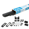 CRL RDS96BRZ bronze Euro retractable screen door kit with extruded rails and mounting hardware laid out