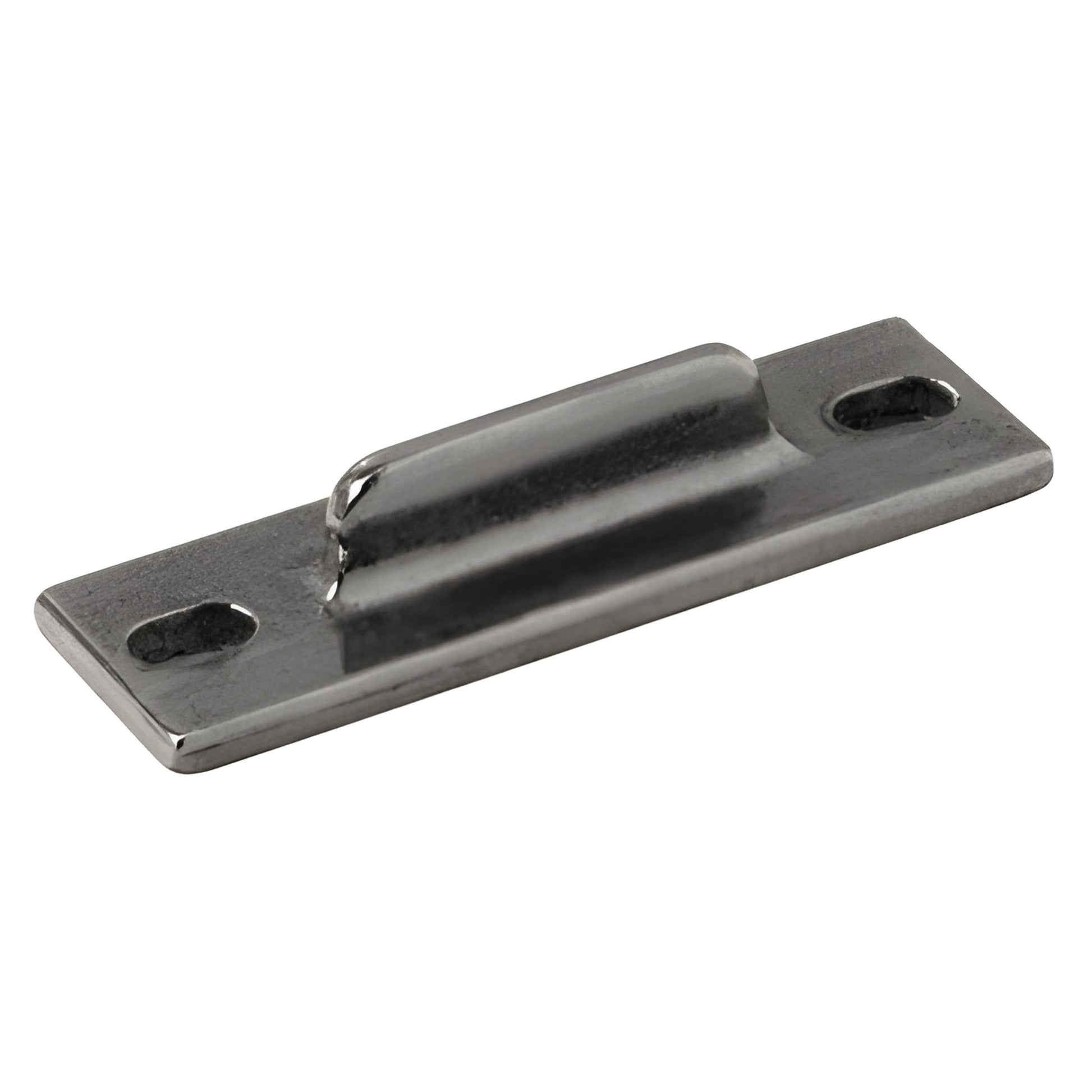 Mill-finish CRL snubber driver WH76542 - rectangular metal plate with raised curved bumper and two slotted screw holes.