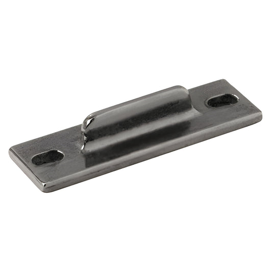 Mill-finish CRL snubber driver WH76542 - rectangular metal plate with raised curved bumper and two slotted screw holes.