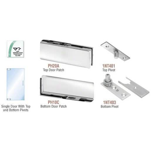 CRL Polished Stainless Patch Door Kit - Sleek, Lock-Free Design for Modern Interiors