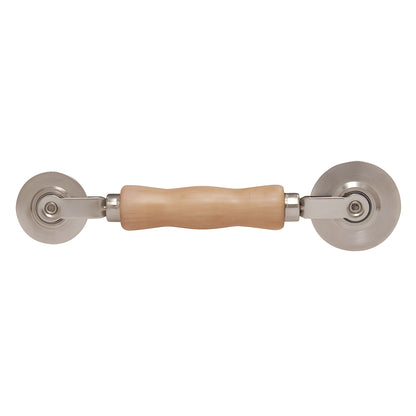 CRL S5K8 screen spline roller, contoured hardwood handle with dual steel wheels (round and concave)