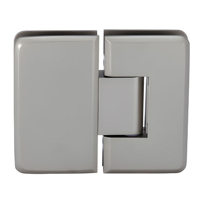 Satin nickel Cologne 180 glass-to-glass beveled shower hinge, solid brass. SKU C0L180SN