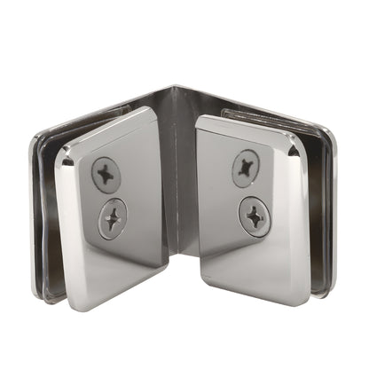 BGC90PN polished nickel beveled 90 glass-to-glass clamp for 3/8 to 1/2 in frameless shower panels.