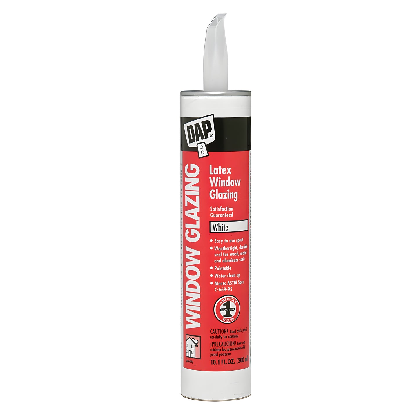 DAP13TU DAP Latex Window Glazing tube, white 10.1 oz cartridge with angled rectangular nozzle