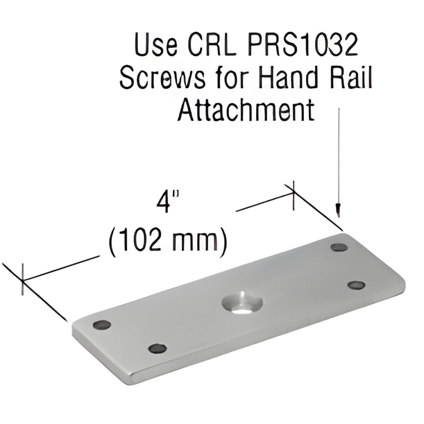 PFS1PS 180 polished stainless steel flat saddle, 4" long replacement plate for square handrail with screw holes.