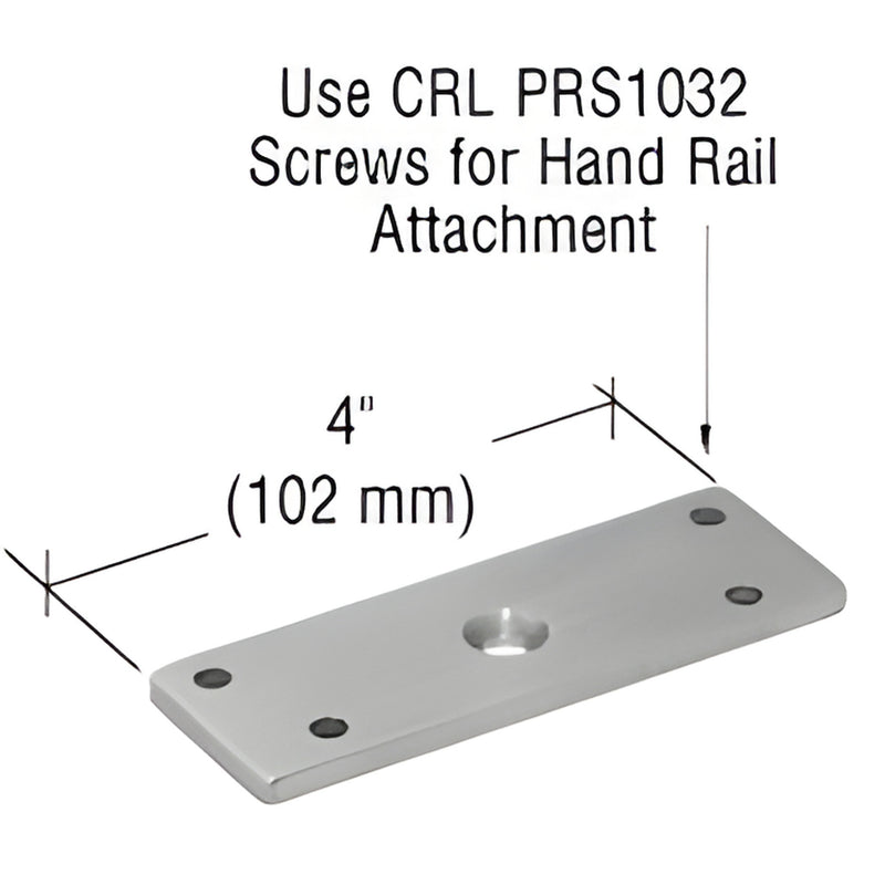 PFS1PS 180 polished stainless steel flat saddle, 4" long replacement plate for square handrail with screw holes.