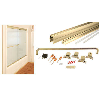 60x60 Sliding Shower Door Kit CRL Brite Gold Cottage CK 3/8in Glass