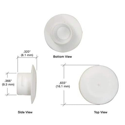 Close-up of CRL White TrimQuick QuickCaps, 100 screw hole covers for seamless finish.