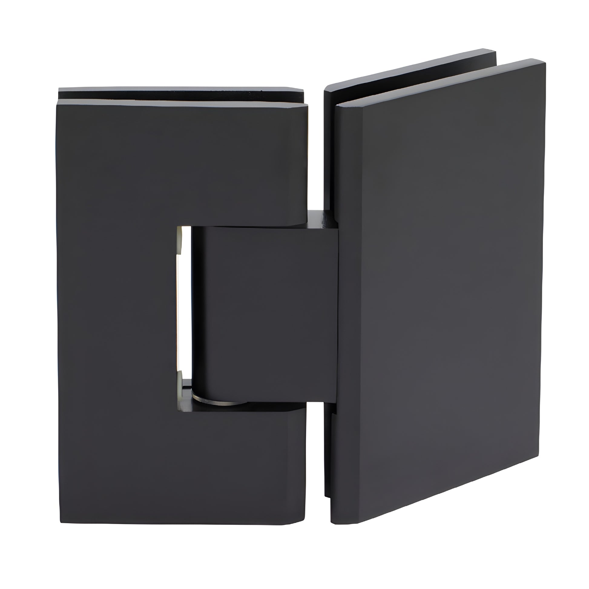 Matte oil-rubbed bronze square shower hinge for 3/8-1/2" glass, glass-to-glass 135 , SKU V1E0450RB