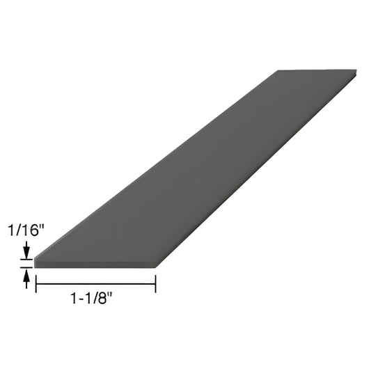 Black EPDM rubber setting block (SBEP1), 4 in long, 1-1/8 in wide, 1/16 in thick - glazing support