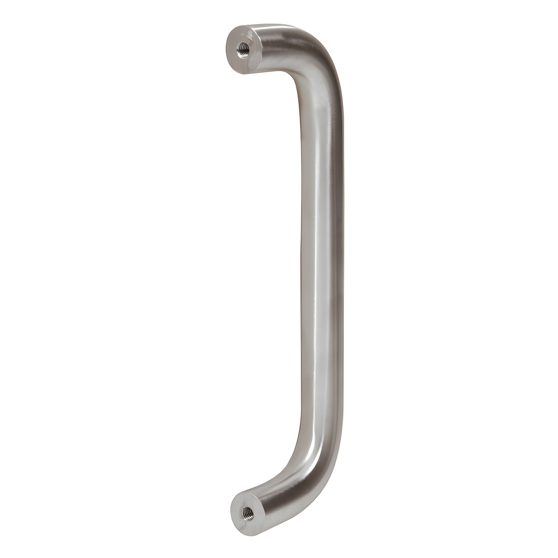 Brushed stainless steel 1" diameter single-sided pull handle, 10" c-c, includes thru-bolts (SKU M1651032D)