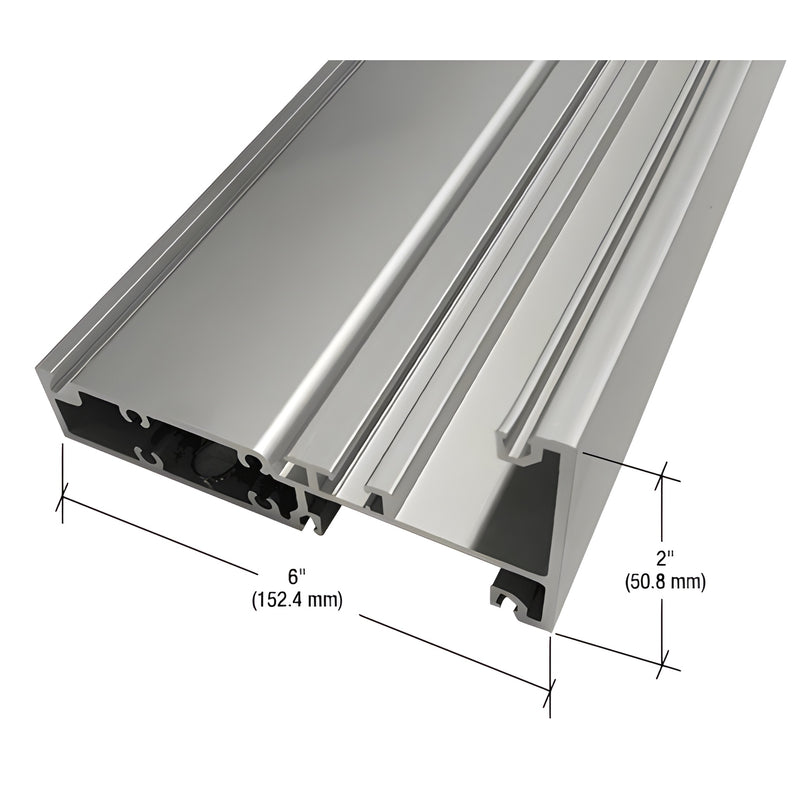 Clear anodized aluminum extrusion profile (glaze sill), 6" x 2" architectural storefront trim - SKU FH763110302