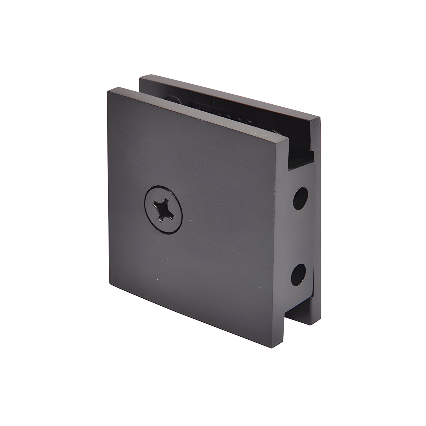 Oil-rubbed bronze square wall-mount glass clamp (brass) for 3/8-1/2" glass, SGCU10RB.