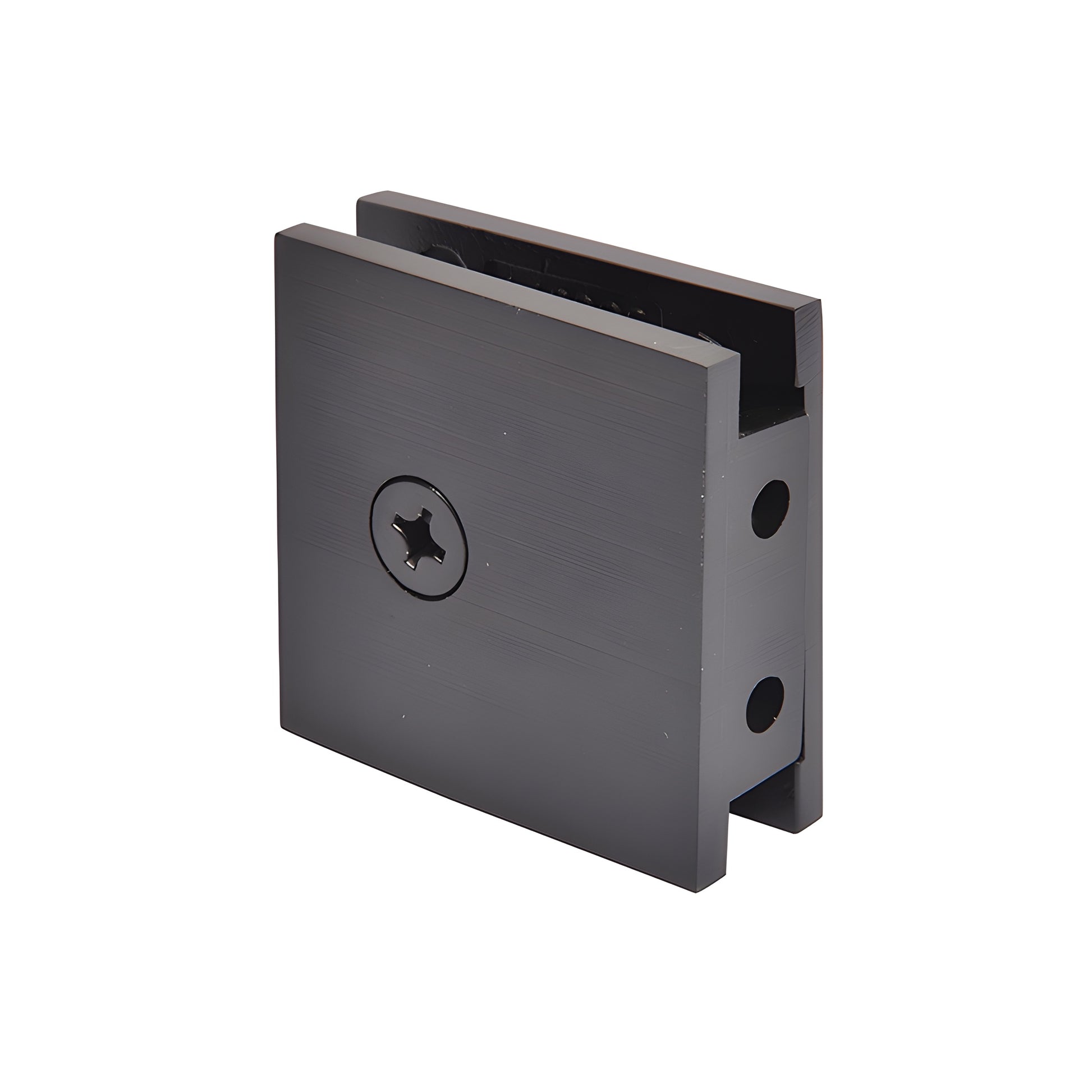 Oil-rubbed bronze square wall-mount glass clamp (brass) for 3/8-1/2" glass, SGCU10RB.