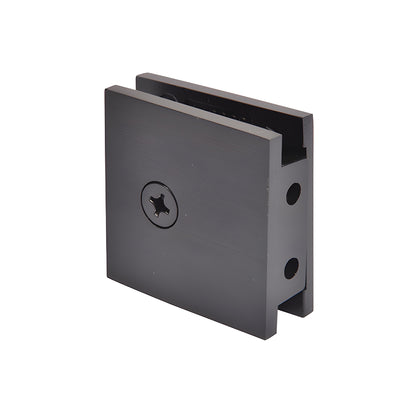Oil-rubbed bronze square wall-mount glass clamp (brass) for 3/8-1/2" glass, SGCU10RB.