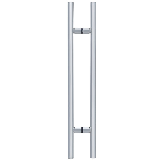 LP3634SC ladder-style satin chrome tubular brass shower door pull, 36 in, glass mount.