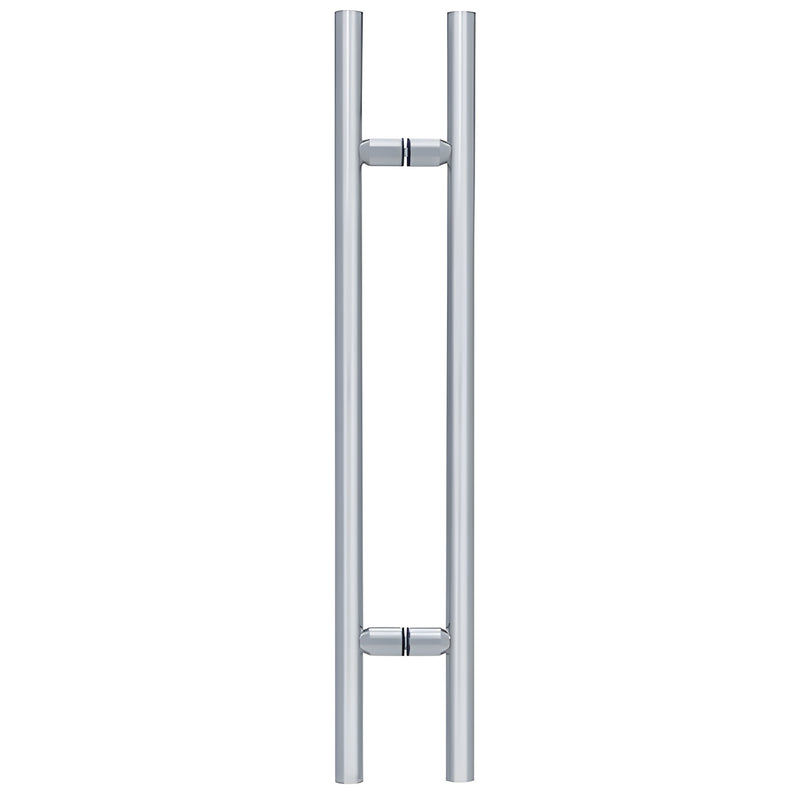 LP3634SC ladder-style satin chrome tubular brass shower door pull, 36 in, glass mount.