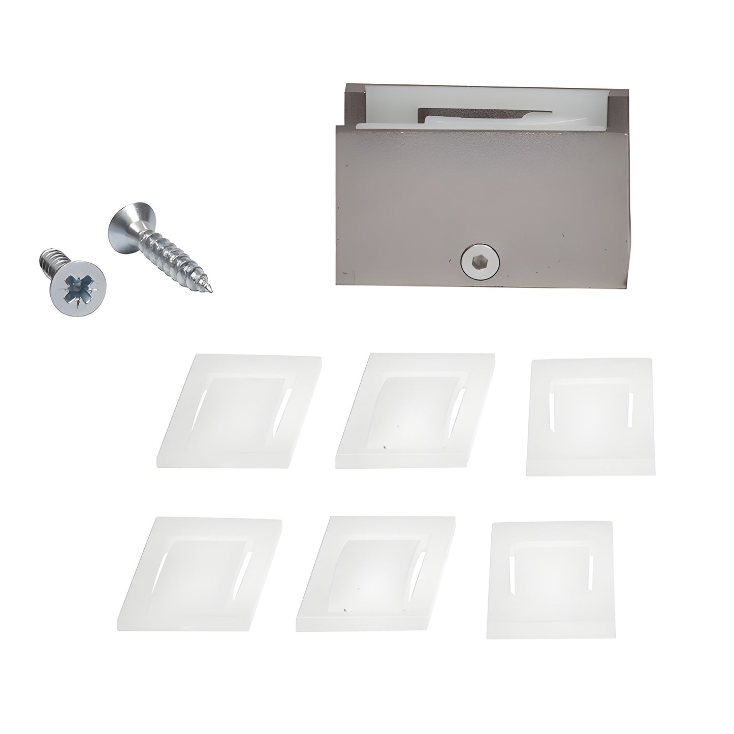 CRL2940BSA bottom guide for sliding glass doors, brushed stainless anodized finish, adjustable insert for 5/16-1/2" glass.