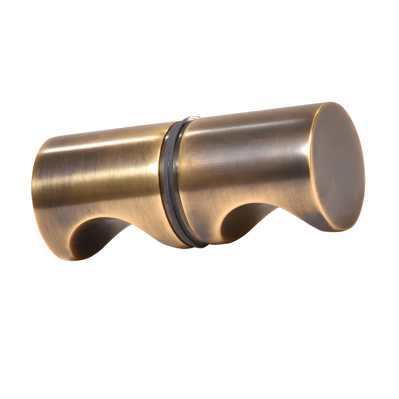 SDK140VBR vintage brass back-to-back crescent glass knob, 1" dia, solid brass for 6-12mm tempered glass