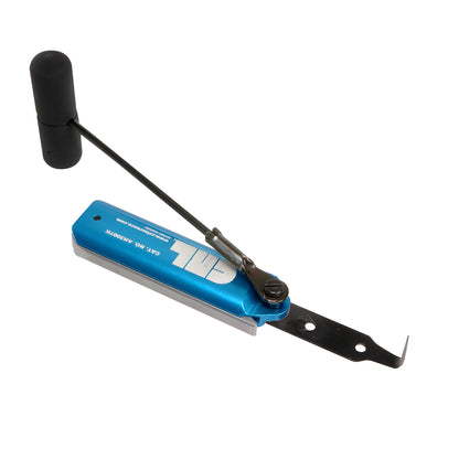 UltraWiz lever-action cold knife SKU AN3007K - blue contoured aluminum handle, flip lever, 3/4" shank cut-out blade.