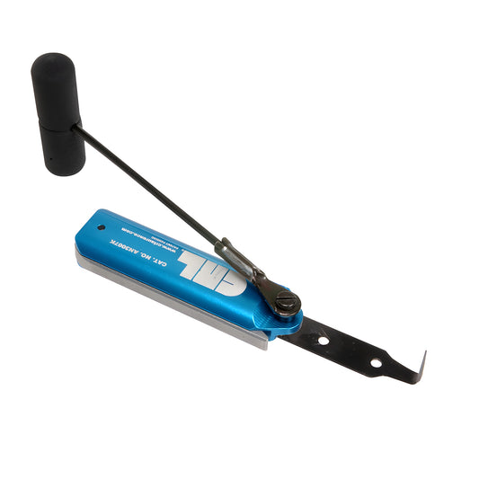 UltraWiz lever-action cold knife SKU AN3007K - blue contoured aluminum handle, flip lever, 3/4" shank cut-out blade.