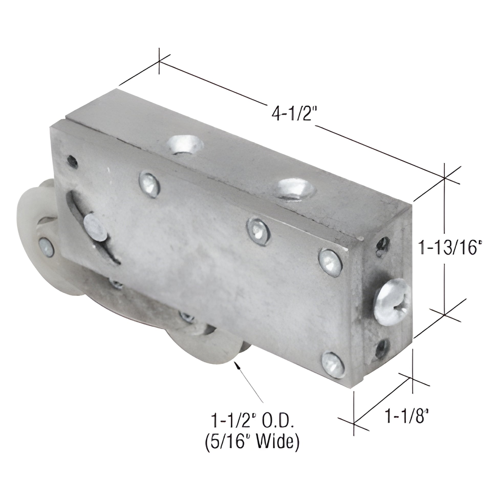 D1586 CRL tandem sliding door roller assembly - adjustable aluminum housing with dual 1-1/2" steel ball-bearing rollers