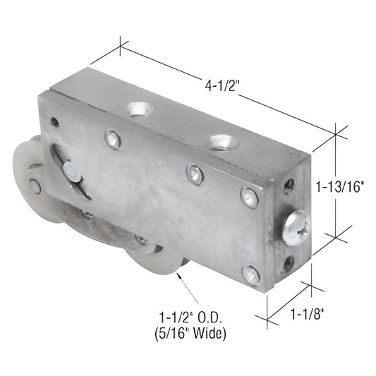 D1586 CRL tandem sliding door roller assembly - adjustable aluminum housing with dual 1-1/2" steel ball-bearing rollers