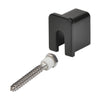 Black stabilizing end cap with lag screw and nylon spacer for 11-gauge glass cap railing (SKU GRL10SECMBL)