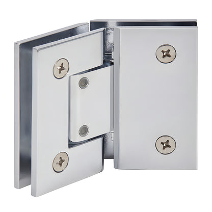 Polished chrome brass glass-to-glass shower hinge GEN345CH, square profile, adjustable for 8-12mm glass.